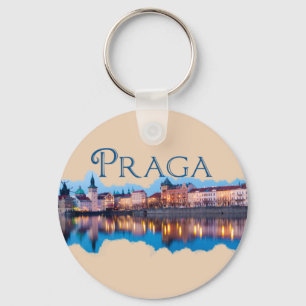 Praga: Evening Skyline Key Ring