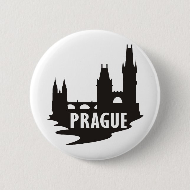 Prague 6 Cm Round Badge (Front)