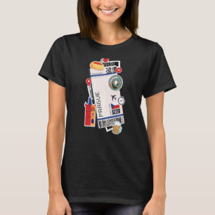 Prague Air Ticket Boarding Pass Plane Czech Republ T-Shirt