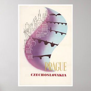 Prague Art Czech Travel Poster Czechoslovakia