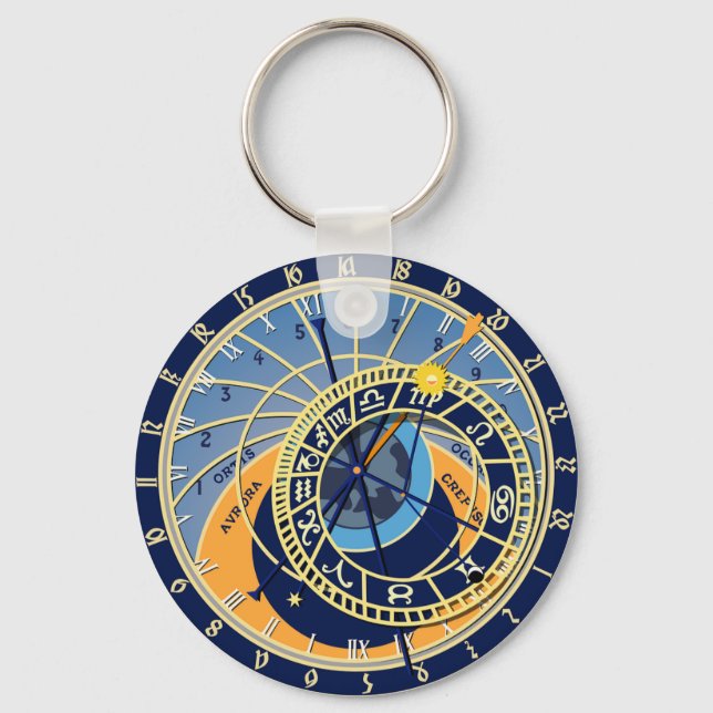 Prague Astrological Clock Key Ring (Front)