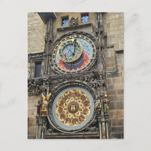 Prague Astronomical Clock close up view postcard (Front)