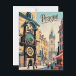 Prague astronomical clock postcard<br><div class="desc">Celebrate the marvel of mediaeval engineering with this vintage-style postcard featuring Prague’s iconic Astronomical Clock. Showcasing the intricate details of this historic timepiece set against the charming Old Town backdrop, the design captures the rich heritage and artistic beauty of one of Europe’s most famous landmarks. Perfect for lovers of history,...</div>