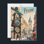 Prague astronomical clock postcard<br><div class="desc">Celebrate the marvel of mediaeval engineering with this vintage-style postcard featuring Prague’s iconic Astronomical Clock. Showcasing the intricate details of this historic timepiece set against the charming Old Town backdrop, the design captures the rich heritage and artistic beauty of one of Europe’s most famous landmarks. Perfect for lovers of history,...</div>