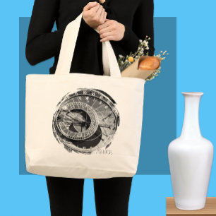Prague, Astronomical Clock, Shopping Large Tote Bag