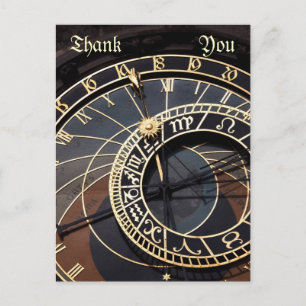prague astronomical clock thank you postcard