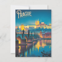Prague at night vintage