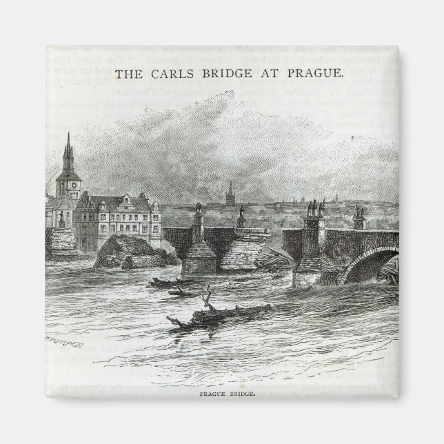 Prague Bridge, from 'Leisure Hour', 1891 Magnet (Front)