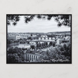 Prague - Bridge, Vltava river Panorama, Czech Postcard