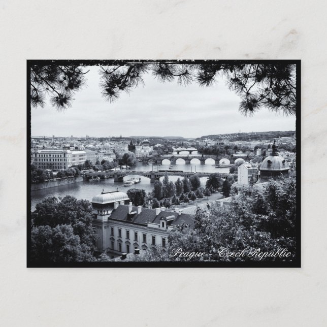 Prague - Bridge, Vltava river Panorama, Czech Postcard (Front)