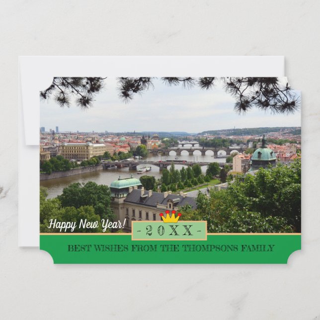 Prague Bridges & Happy New Year! Card /Praha (Front)