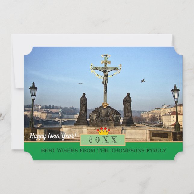 Prague Bridges & Happy New Year! Card /Praha (Front)