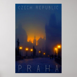 Prague by Night, Praha, Czech Republic Poster