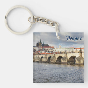 Prague Castle and Charles Bridge souvenir photo Key Ring