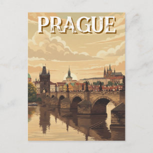 Prague Castle and charles Bridge Travel Postcard