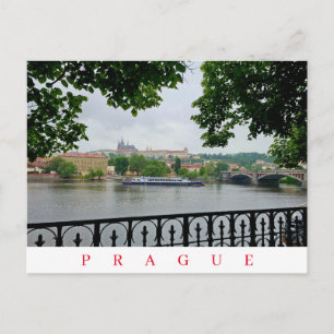 Prague Castle and river view postcard