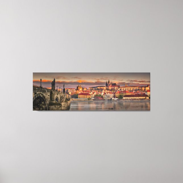 Prague Castle Charles Bridge in the Morning Canvas Print (Front)