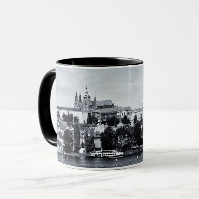 Prague Castle Panorama, Charles Bridge, Czechia Mug (Front Left)
