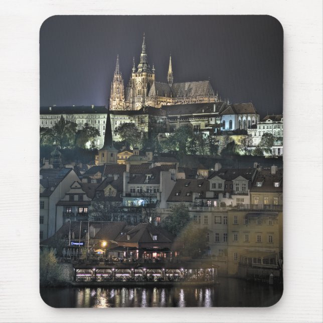 Prague Castle St.Vitus Cathedral Night Mouse Mat (Front)