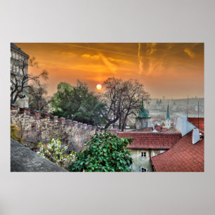 Prague Castle Stairs Morning Poster