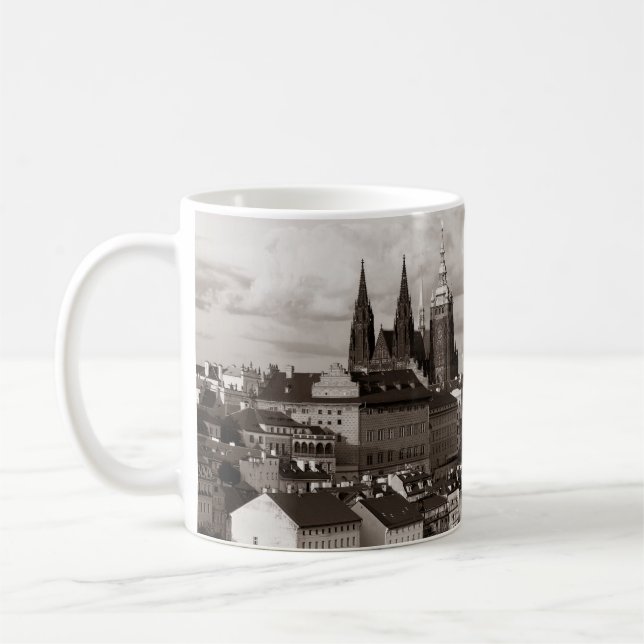 Prague Castle with Saint Vitus Cathedral in Czech  Coffee Mug (Left)