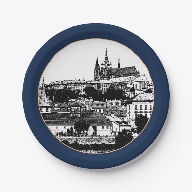 Prague, Cathedral, Castle - Czechia (Party) Paper  Paper Plate (Front)