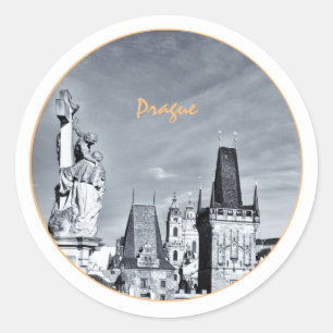 Prague & Charles Bridge, Christ, Castle / Czechia Classic Round Sticker