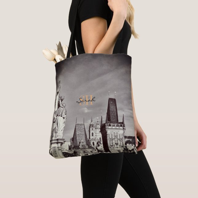 Prague & Charles Bridge, Christ, Castle / Czechia  Tote Bag (Close Up)