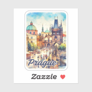 Prague Charles Bridge Czech Republic Watercolor