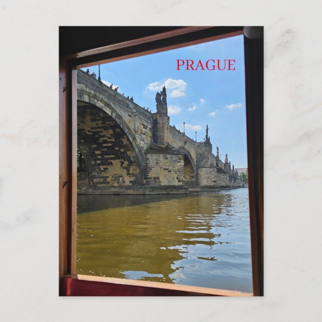 Prague Charles Bridge framed view postcard (Front)