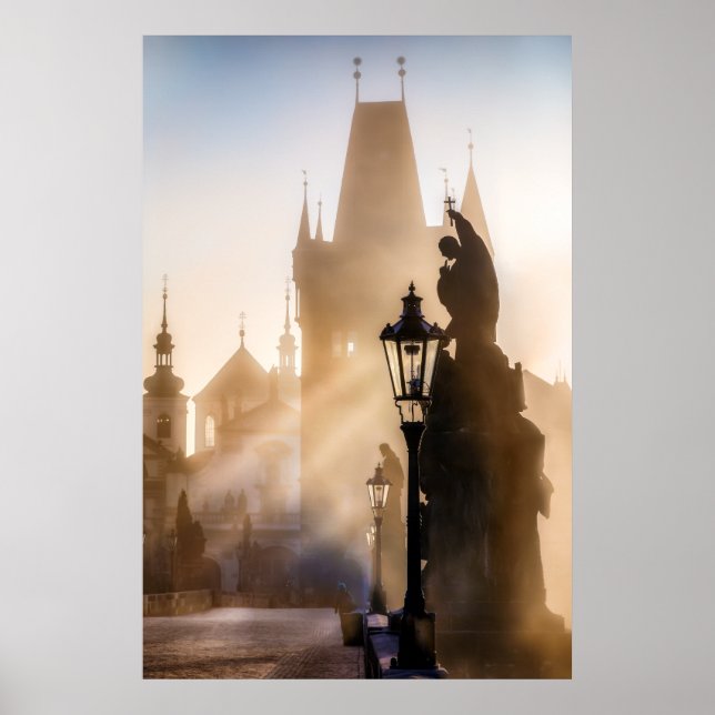 Prague - Charles Bridge Morning Poster (Front)