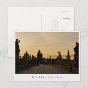 Prague Charles bridge sunrise, travel photo Postcard