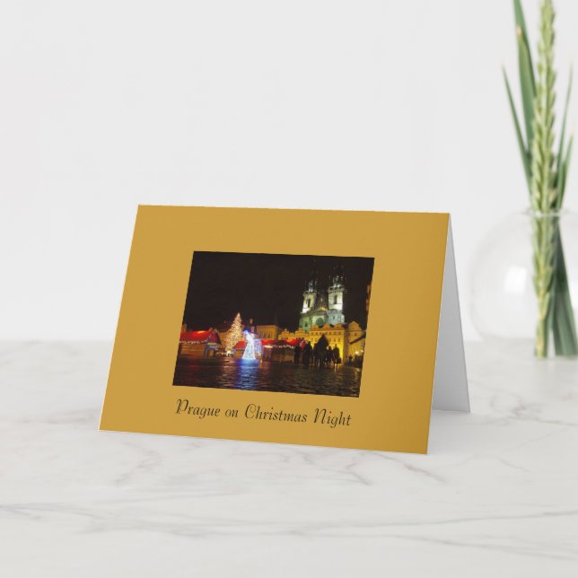 Prague Christmas Night Merry Christmas Card (Front)