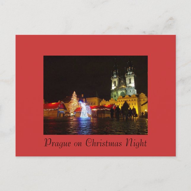 Prague Christmas Night Postcard (Front)