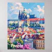Prague City Czech Republic Art Vintage Travel 