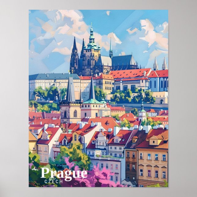 Prague City Czech Republic Art Vintage Travel  Poster (Front)