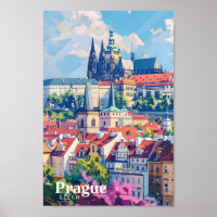 Prague City Czech Republic Art Vintage Travel 