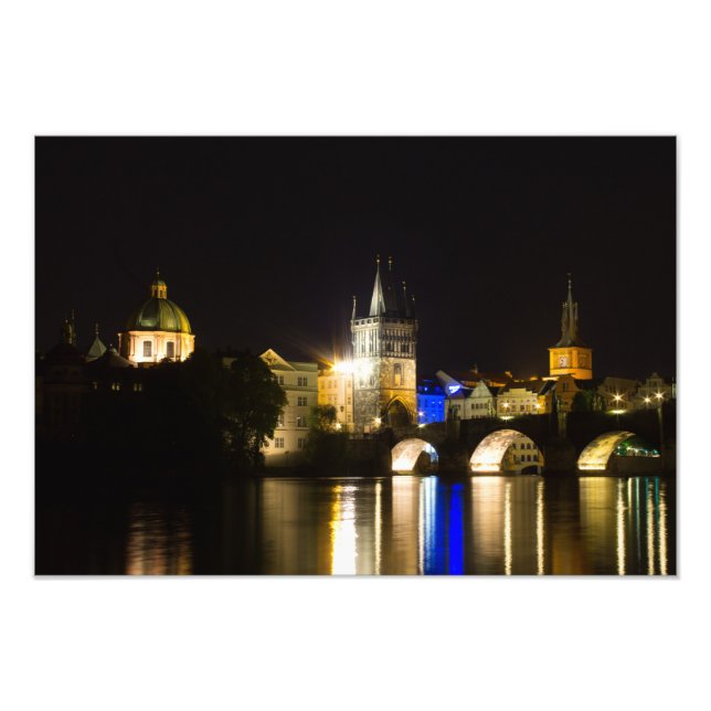 Prague Cityscape at Night Photo Print (Front)