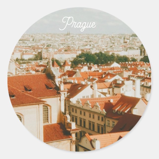 Prague Cityscape Souvenir Classic Round Sticker (Front)