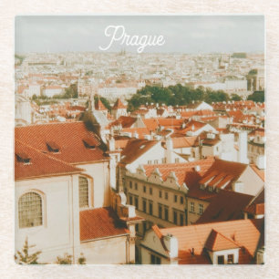 Prague Cityscape Souvenir Glass Coaster