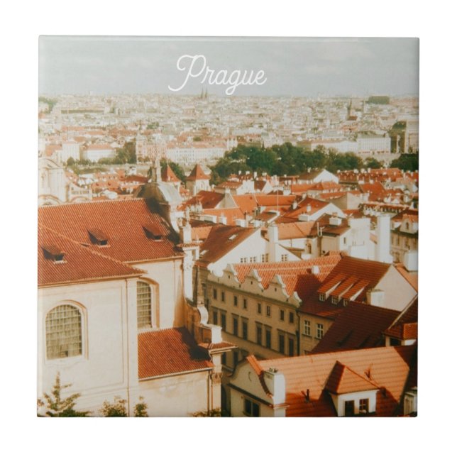 Prague Cityscape Souvenir Tile (Front)