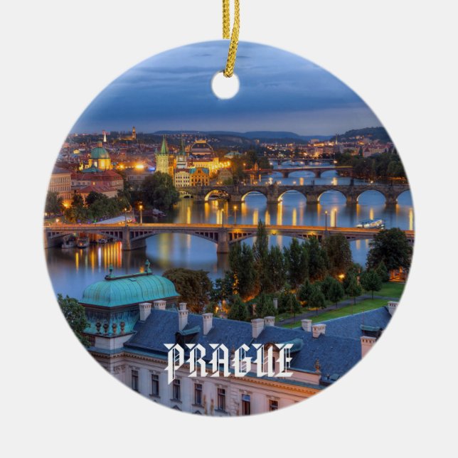 Prague Customizable Christmas Ceramic Tree Decoration (Front)