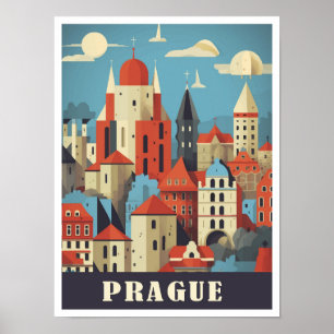 Prague Czech Art Travel Illustration Poster