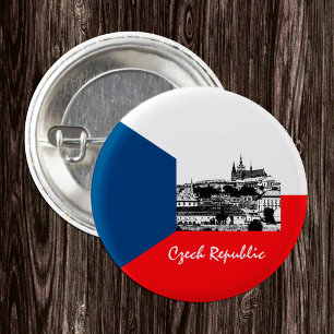 Prague & Czech flag - historical Czechia /sports 3 Cm Round Badge