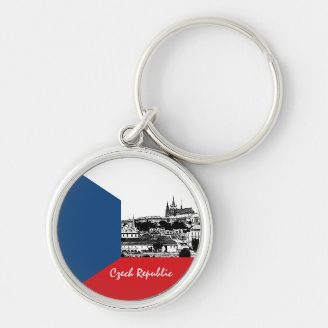 Prague & Czech flag - historical Czechia /sports Key Ring (Front)