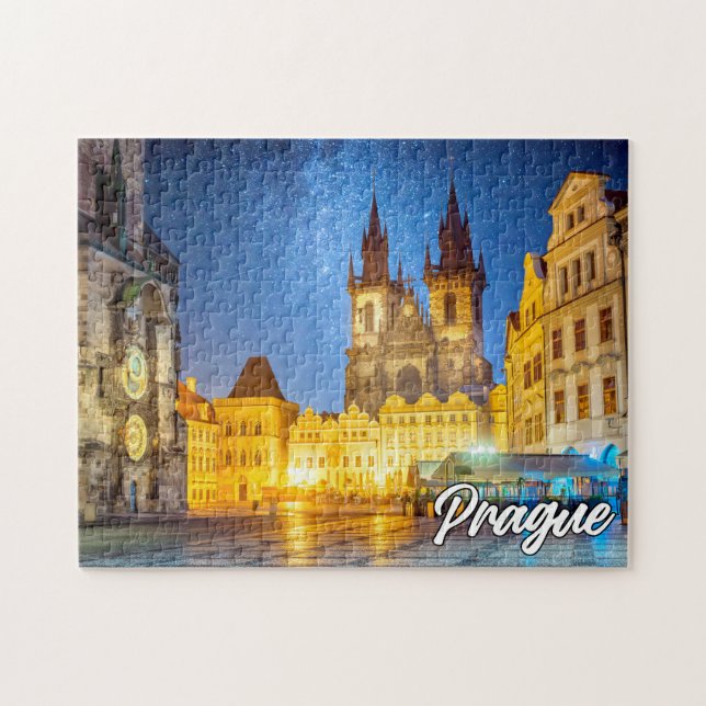 Prague, Czech Republic, After Dark Jigsaw Puzzle (Horizontal)