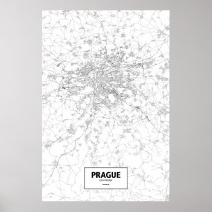 Prague, Czech Republic (black on white) Poster
