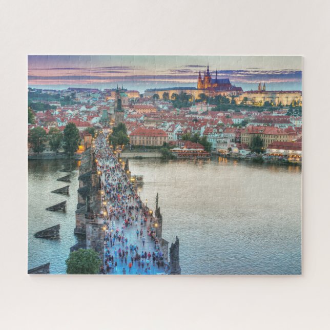 Prague Czech Republic Charles Bridge Travel Photo Jigsaw Puzzle (Horizontal)