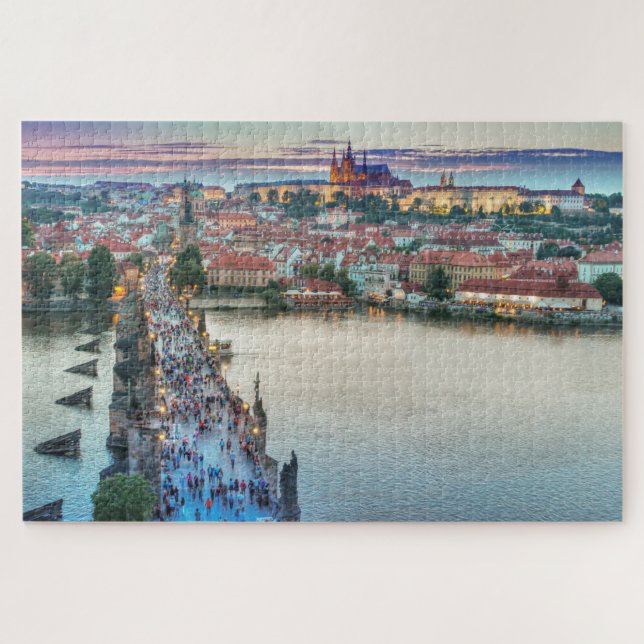 Prague Czech Republic Charles Bridge Travel Photo Jigsaw Puzzle (Horizontal)