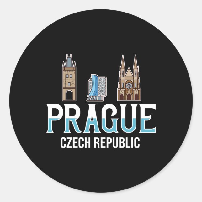 Prague Czech Republic City Skyline Map Travel Classic Round Sticker (Front)